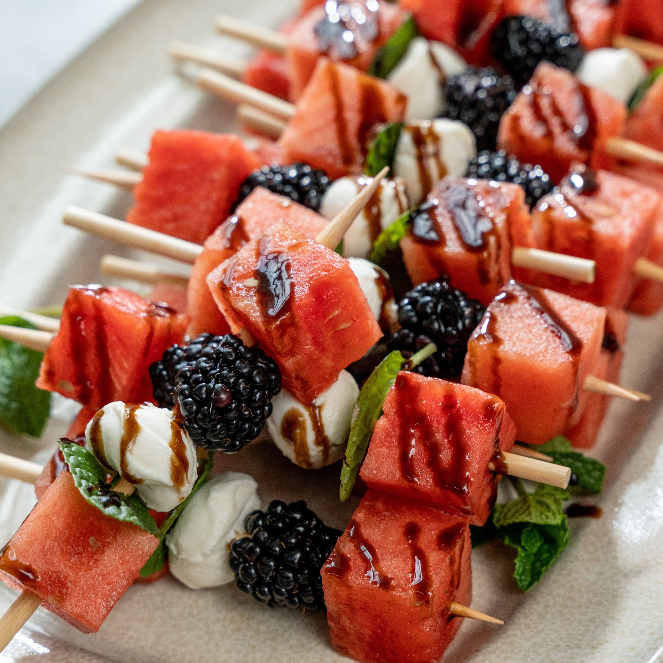 Watermelon Blackberry Skewer Bites