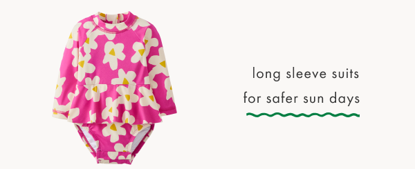 Baby One-Piece Skirted Rashguard Swimsuit | Ecru Flowers on Pink