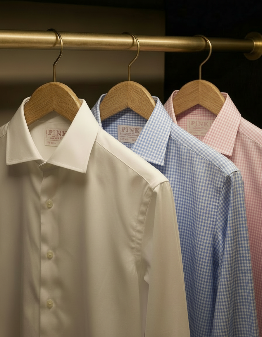 an image of a row of shirts hanging on a rail