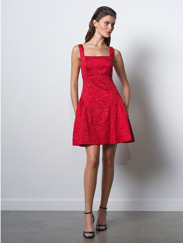  Crea Jacquard Flared Mini Dress
