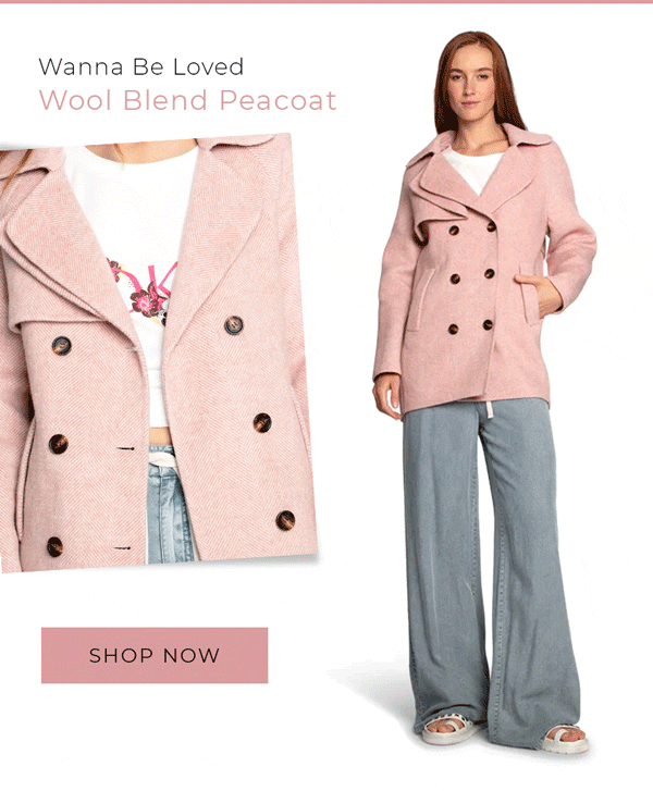 Wanna Be Loved Wool Blend Peacoat - Blush