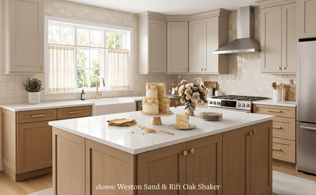 Kitchen with Weston Sand and Rift Oak Shaker