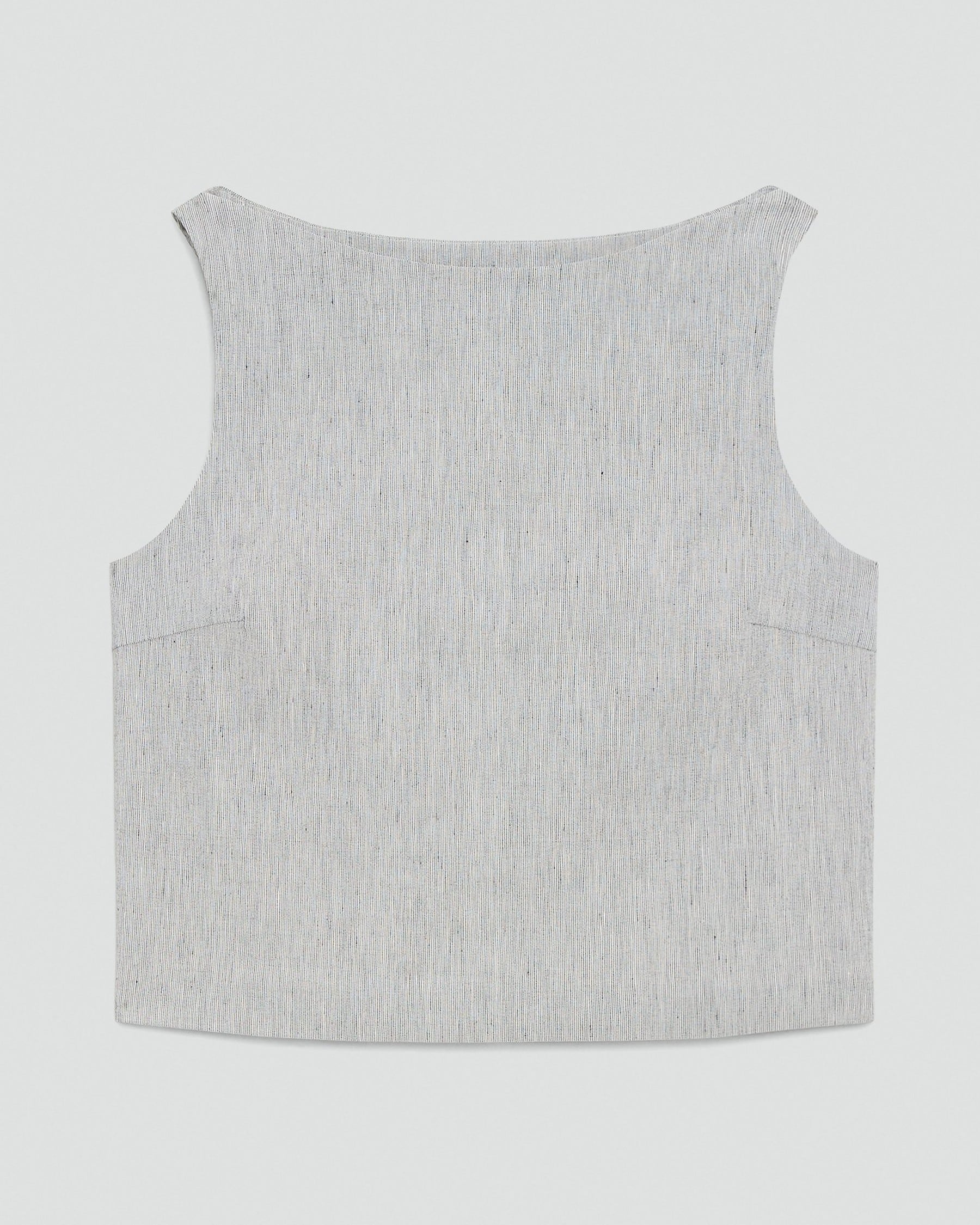 Sleeveless Boatneck Top in Textured Linen