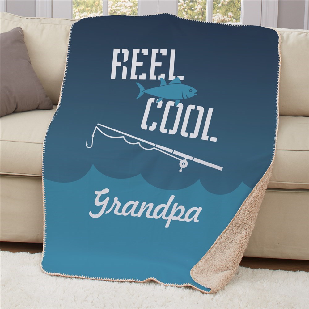 Personalized Father's Day Sherpa Blanket with a custom name embroidered.