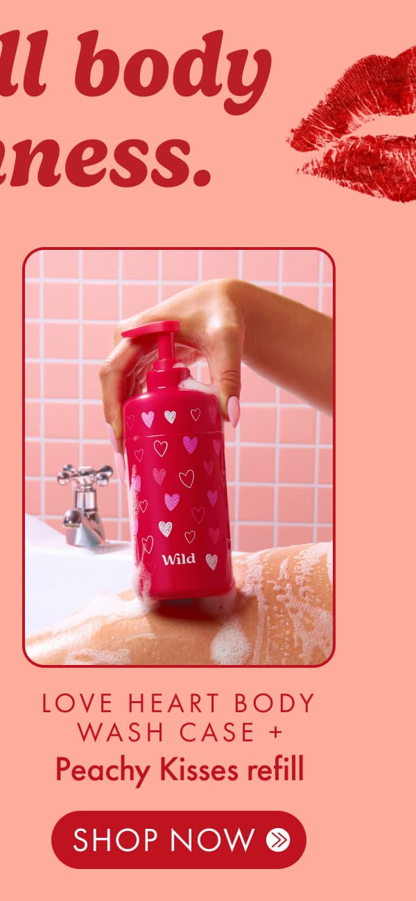 shop love heart body wash and peachy kisses refill