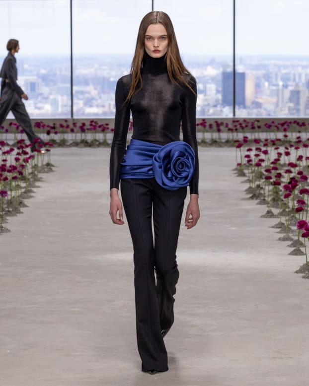 Rosette-Sash Bootcut Pant