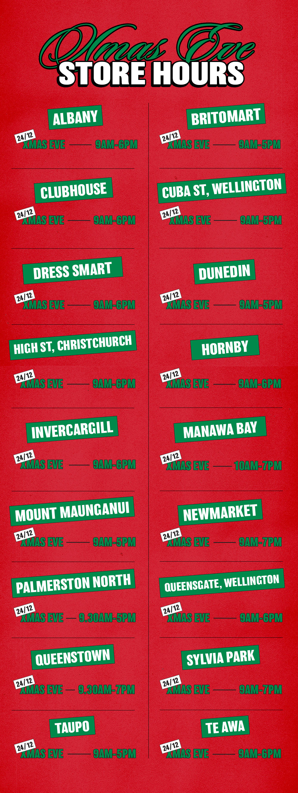 Xmas Eve Store Hours