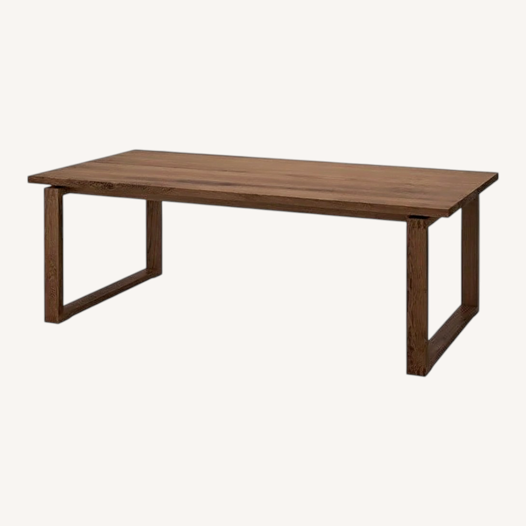 Image of Ikea Modern Dark Brown Wood Dining Table + Bench