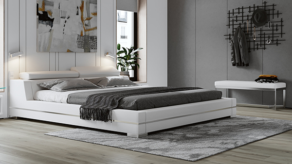 Hera Leather Bed - White