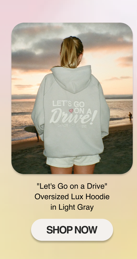 "Let's Go on a Drive" Oversized Lux Hoodie in Light Gray
