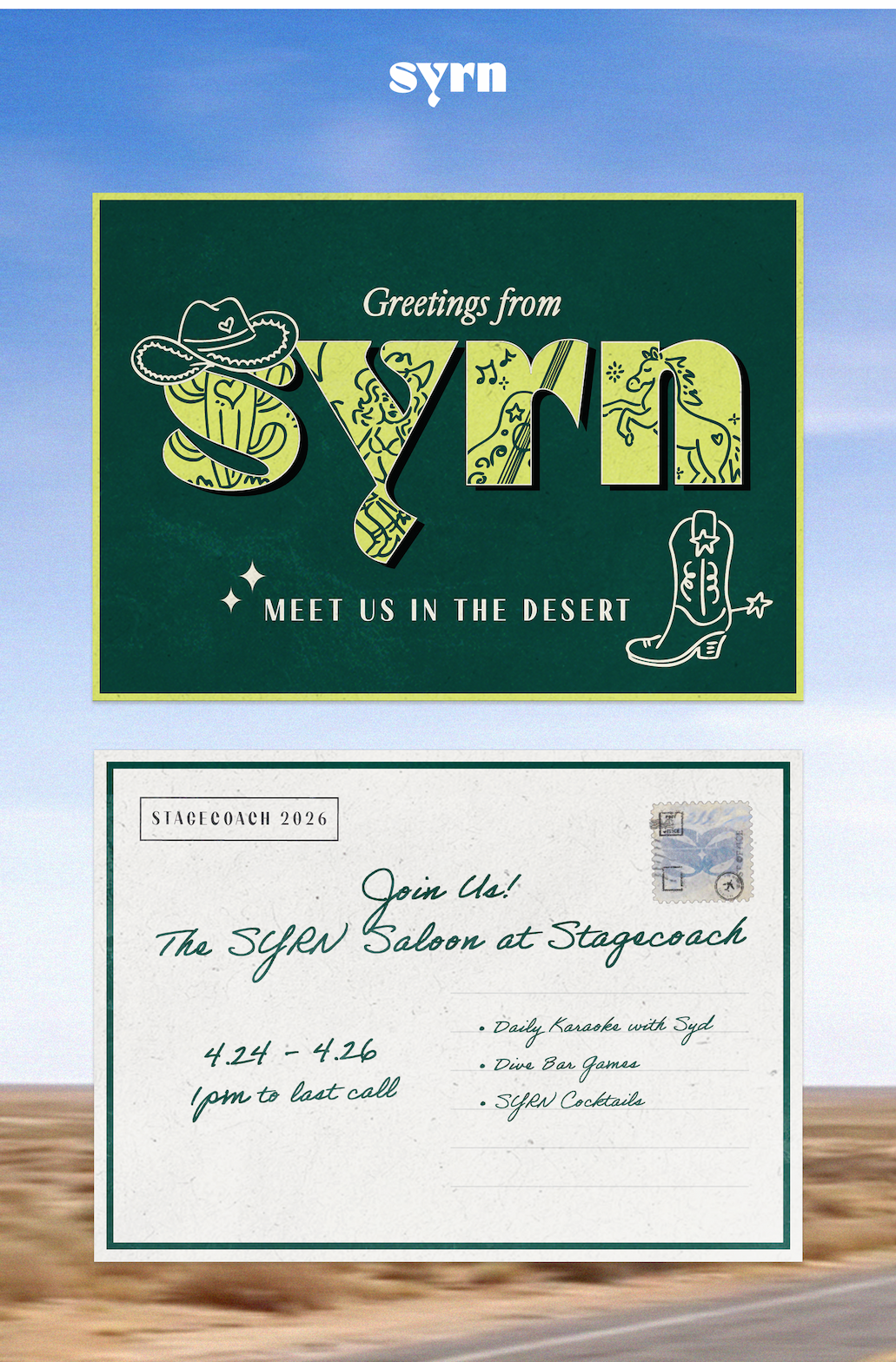 Saloon invite postcard