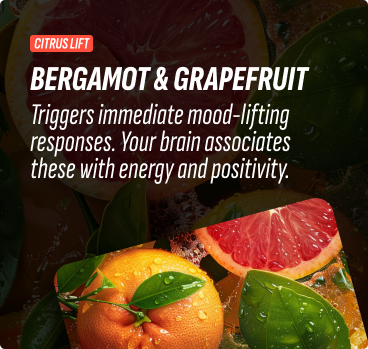 Bergamot & grapefruit - Triggers immediate mood-lifting responses. Your brain associates these with energy and positivity.
