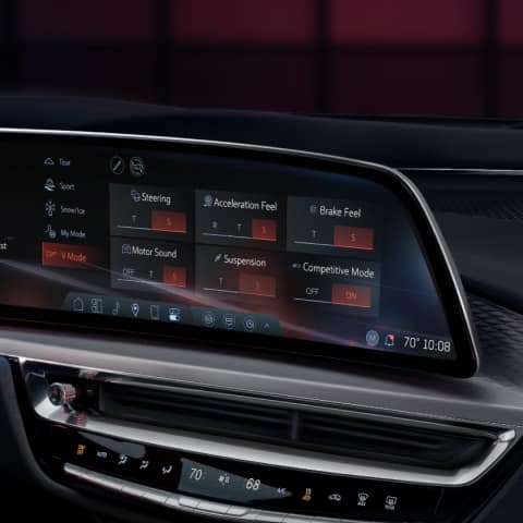 Interior of the 2026 LYRIQ-V highlighting the gorgeous 33” diagonal LED display.