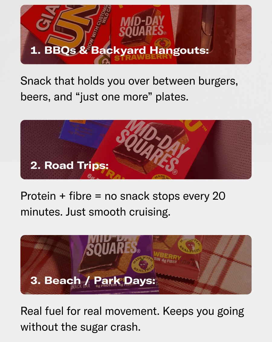 BBQs, Road Trips, Beach / Park Days,  Couch Recovery Mode.