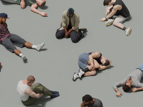 Men laying on the ground