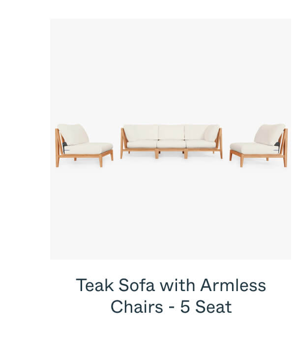 Teak Sofa with Armless Chairs - 5 Seat