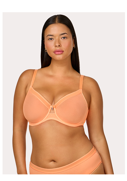 Sheer Mesh Full Coverage Unlined Underwire Bra | Orange Tang | Shop now