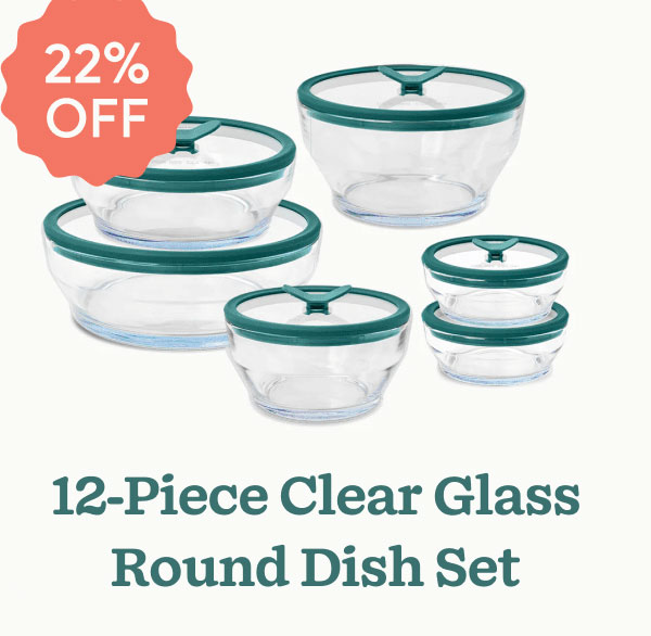 12-Piece Clear Glass Round Dish Set