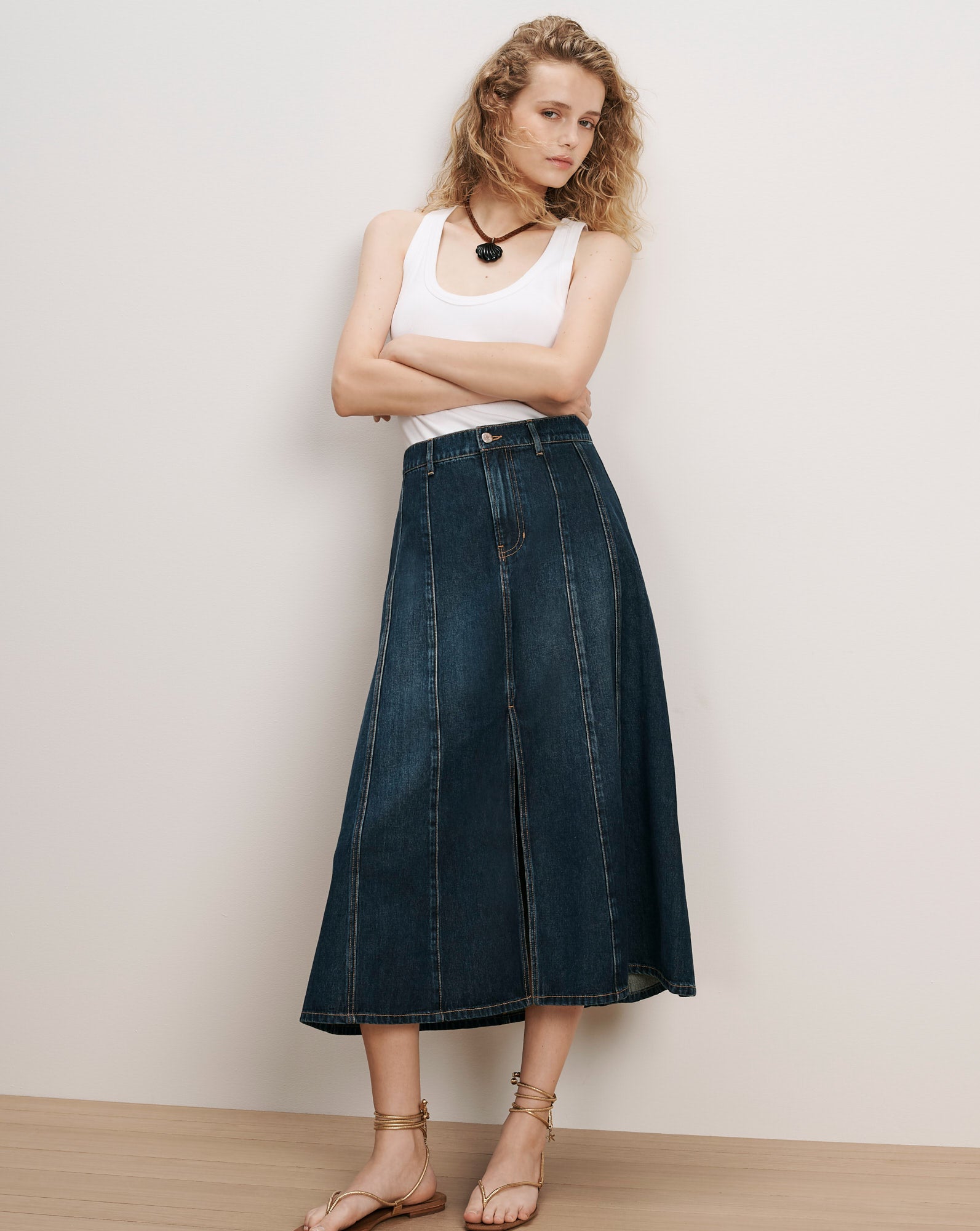 Image of Nasreen Denim Midi Skirt
