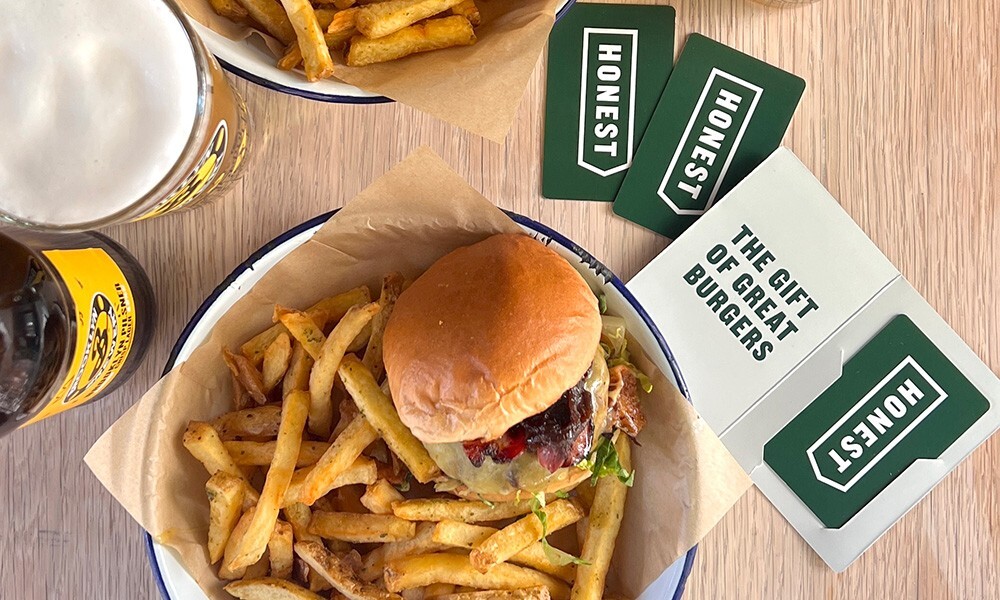 Burger with gift cards