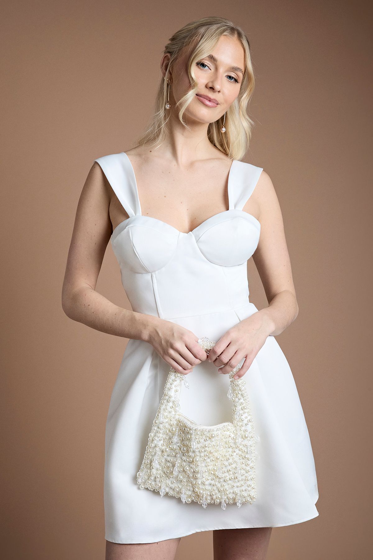 Bridal Edie Pearl Detail Shaped Shoulder Bag