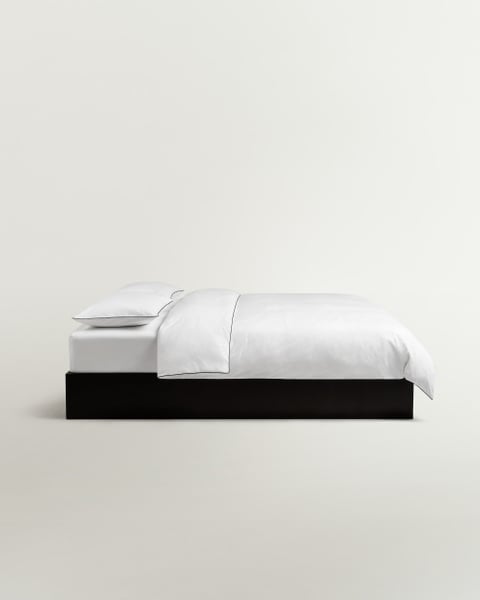 Image of Percale Sheet Set (5 pcs) – Crisp White/Black - US