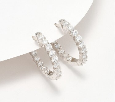 Fire Light Lab Grown Diamond 1 cttw Hoop Earrings, Sterling Silver