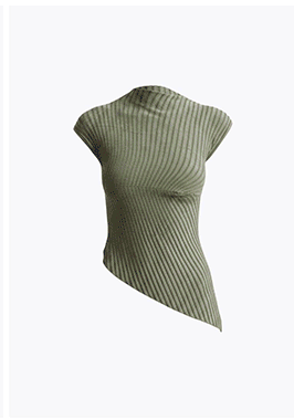 Sleeveless Radial Rib Asymmetric Knit Top