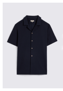 Navy Knitted Cuban Collar Shirt