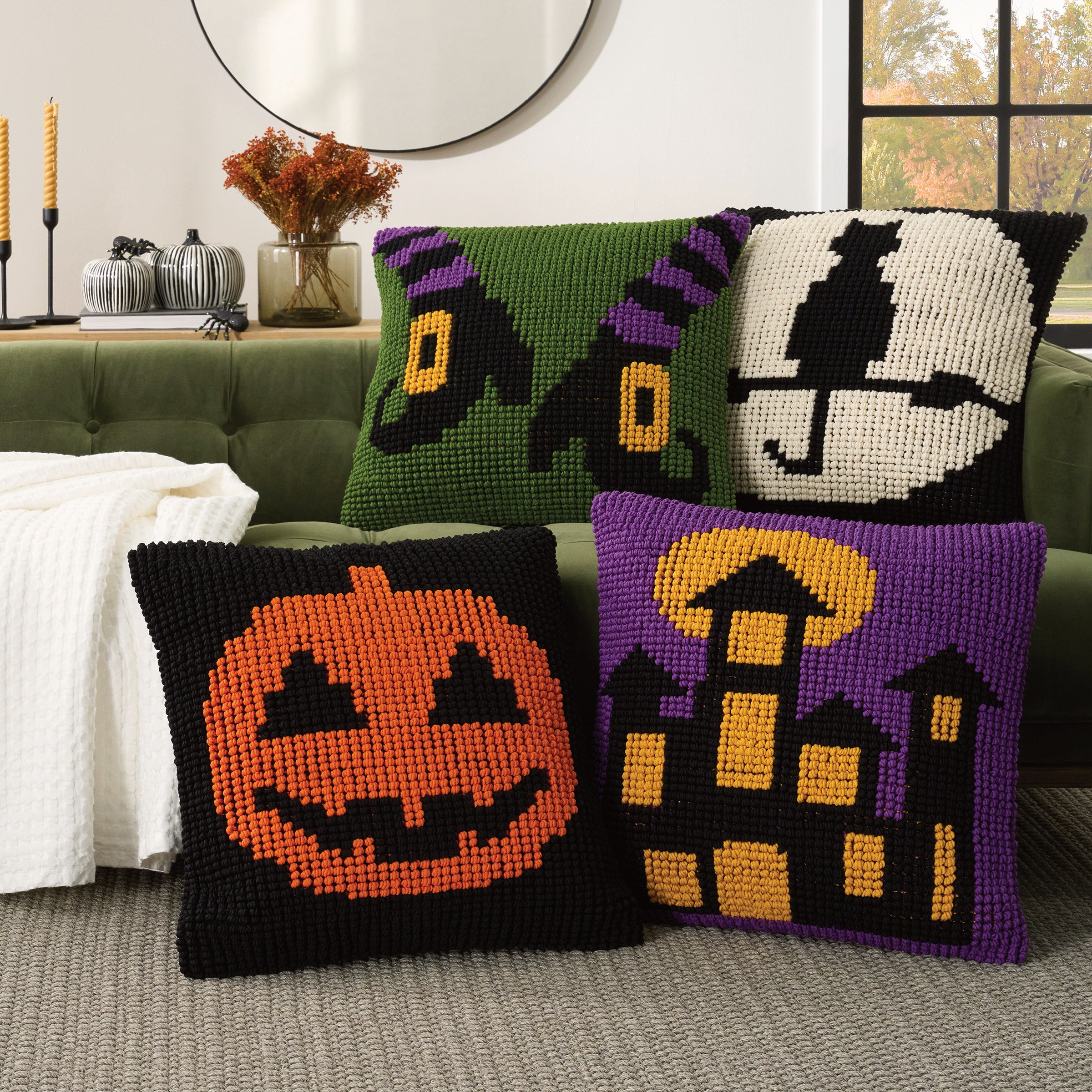 Mina Victory Loop Halloween Pillow, 22-inch x 22-inch