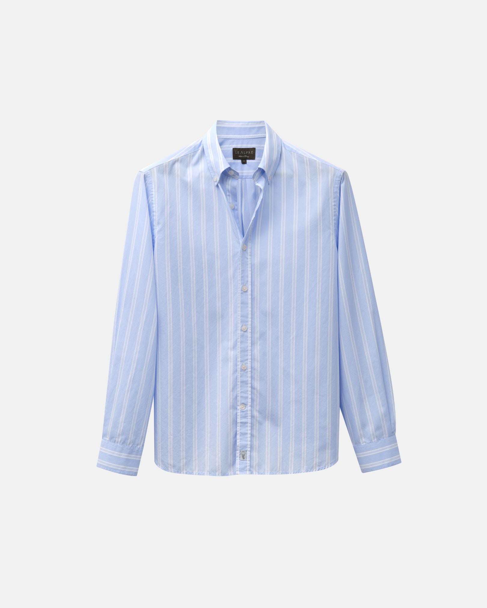 Image of Wide Stripe Light Blue Dress Shirt