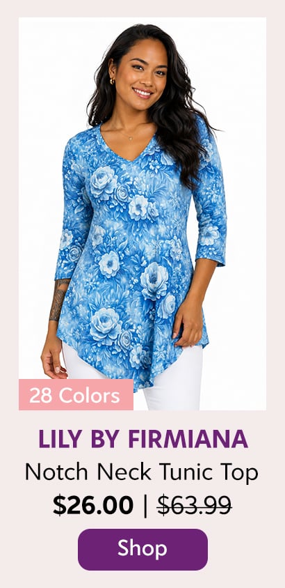 Lily by Firmiana Notch Neck Tunic Tops