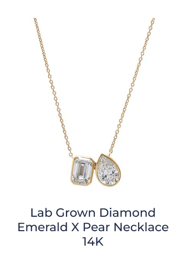 Lab Grown Diamond Emerald X Pear Necklace 14K
