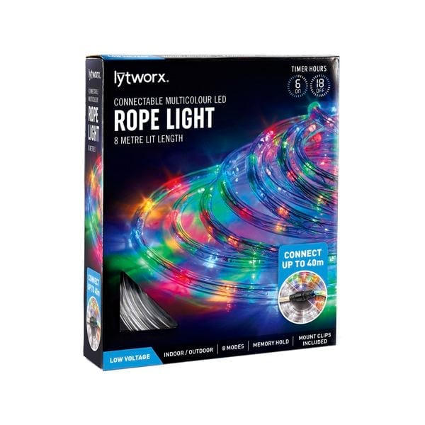 Lytworx 8m Multicolour Connectable Rope Light With Timer