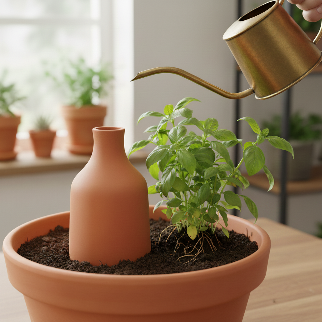Image of Pack Of 3 Self Watering Terracotta Olla Pot 700ml For Precision Plant Watering