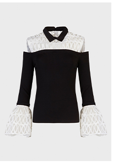Black Top With White Removable Yoke & Cuffs
