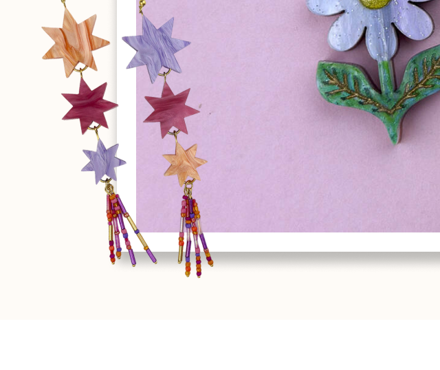 Triple Star Beaded Dangle Earrings Tropical