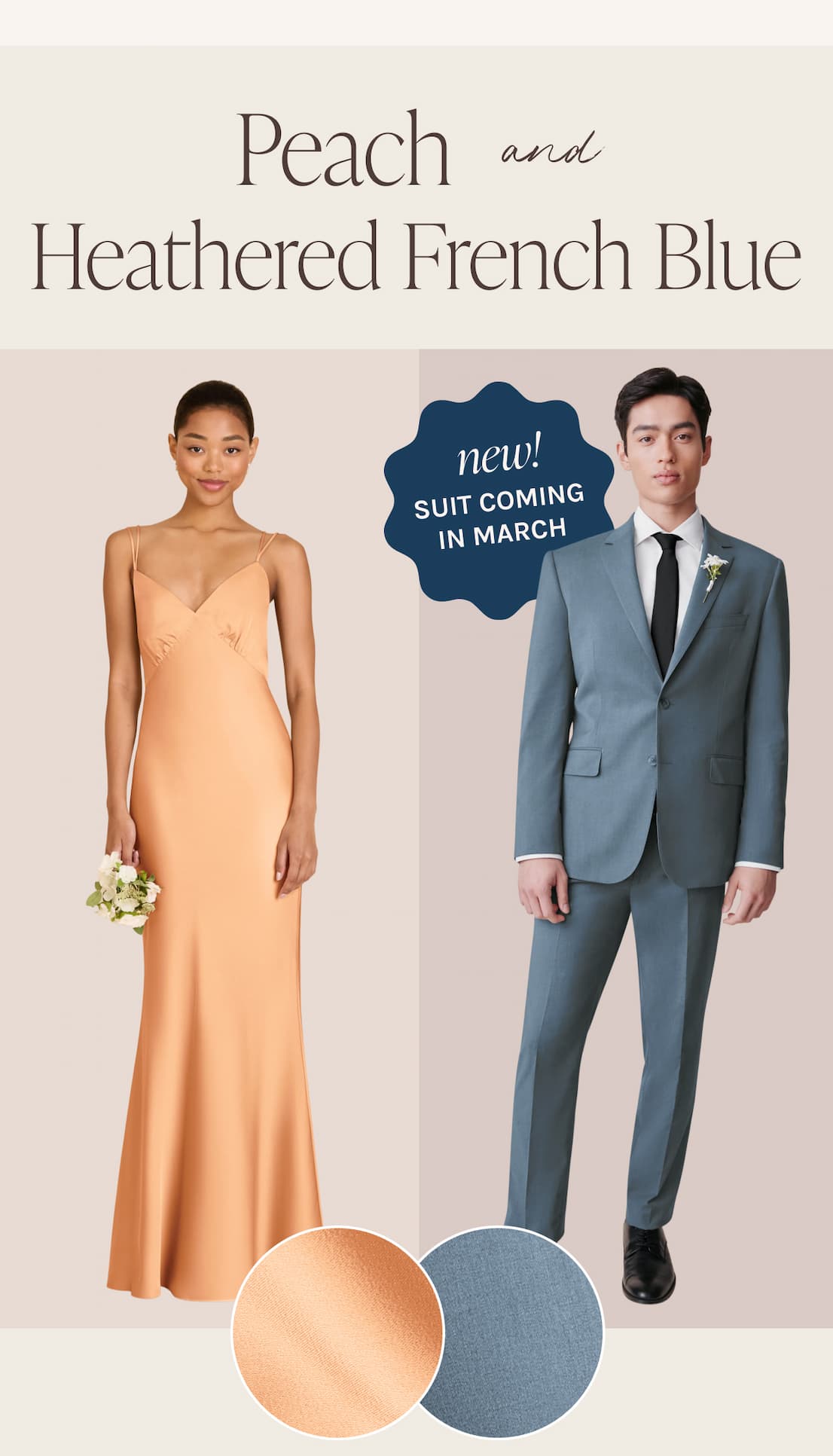 Peach and Heathered French Blue