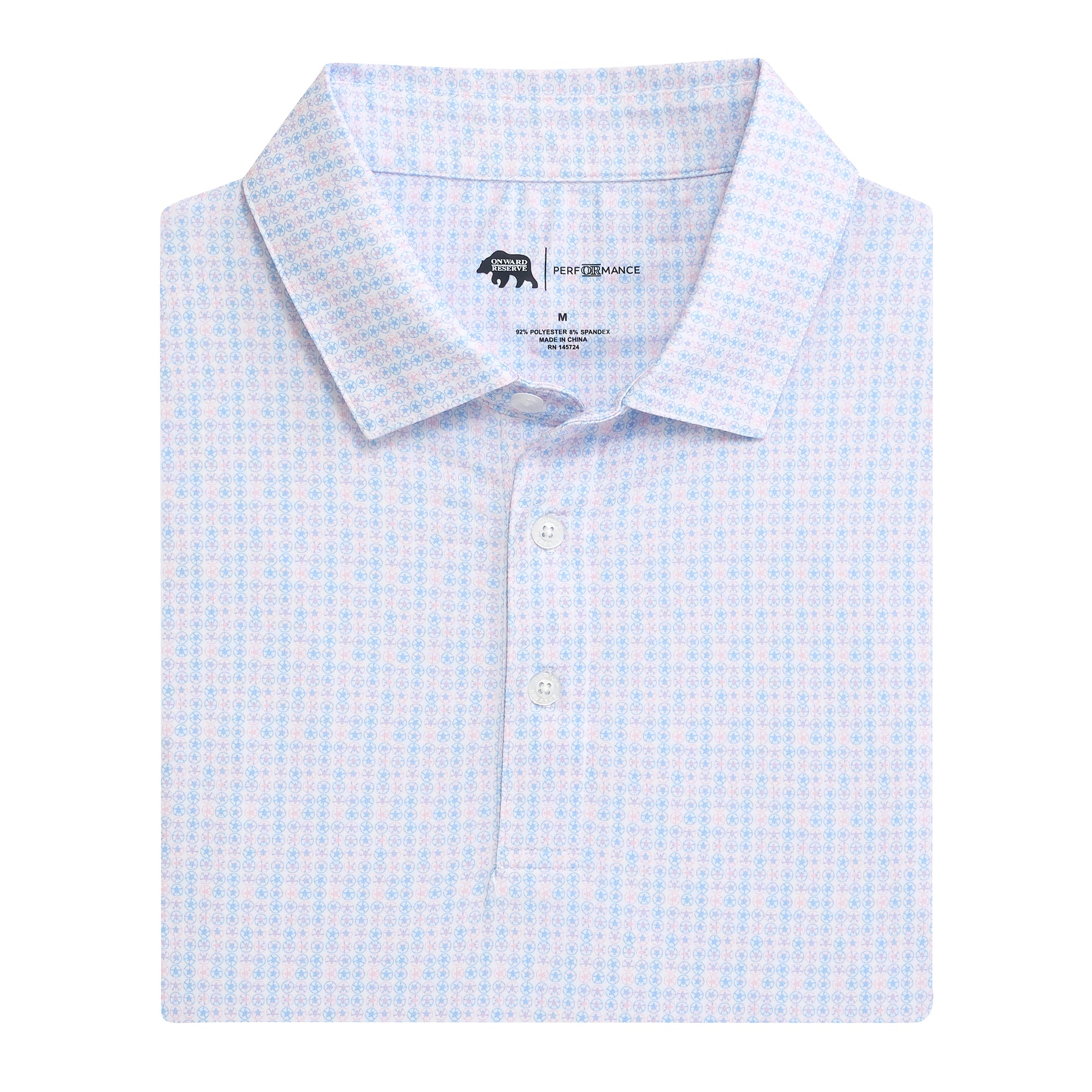 Image of Shelling Out Printed Performance Polo - Sea Pink
