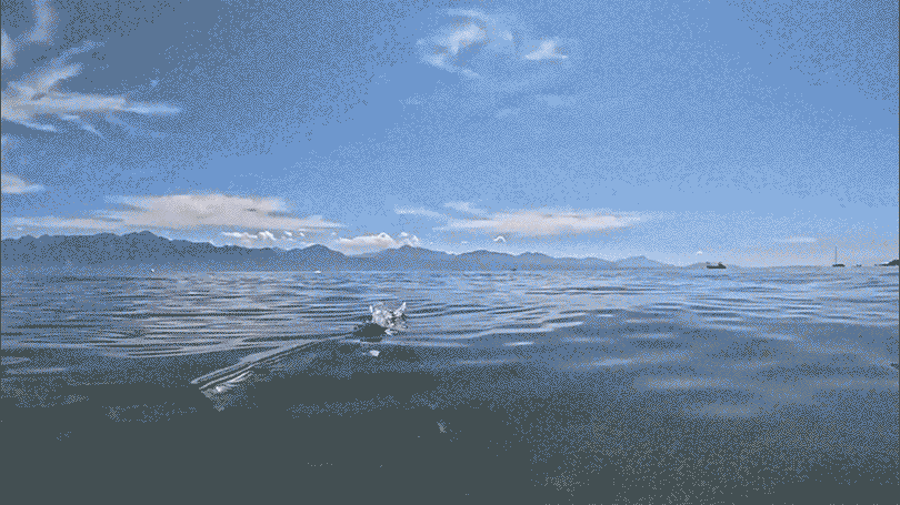 Animation of a robot with wings flying out of the water