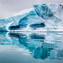 An iceberg in the ocean.
