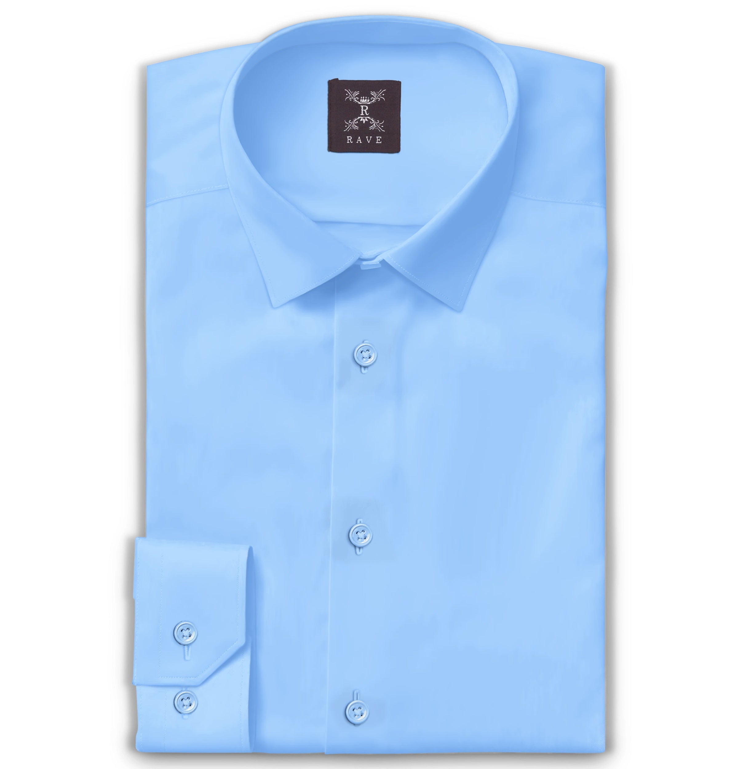 Image of Wrinkle-resistant Cotton-Lycra Shirt - Sky Blue - Long Sleeve
