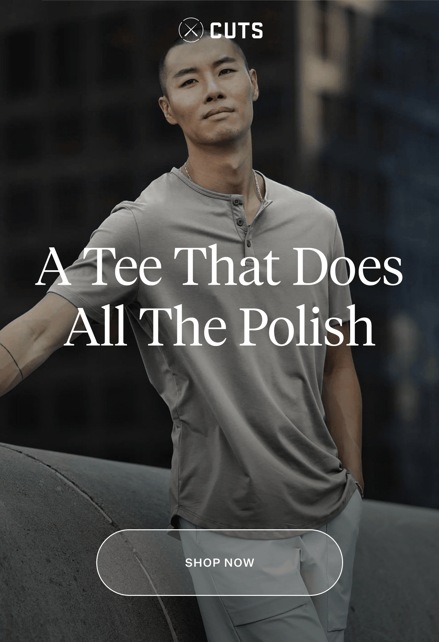 A Tee That Does All The Polish - AO Henley Curve-Hem Tee