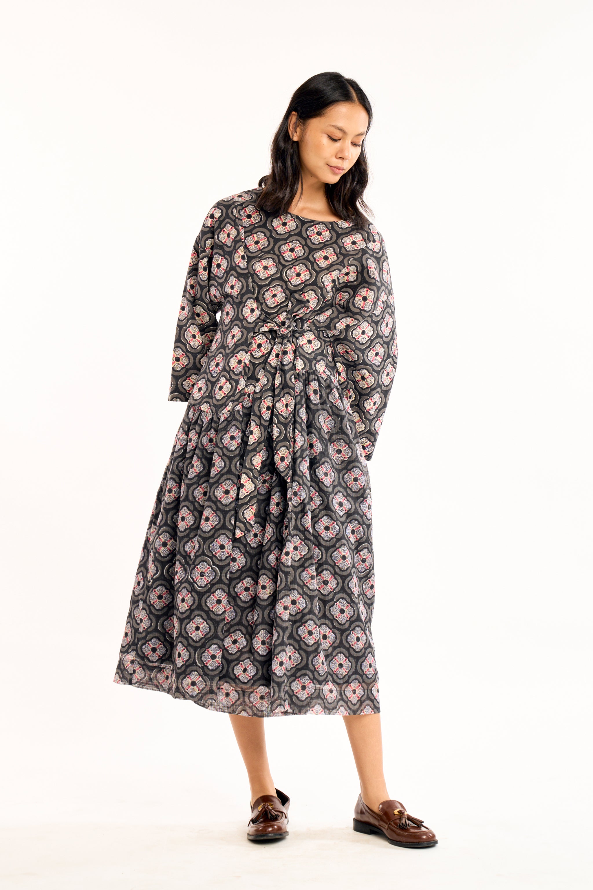 Image of NOA DRESS | CHARCOAL BOTANICA