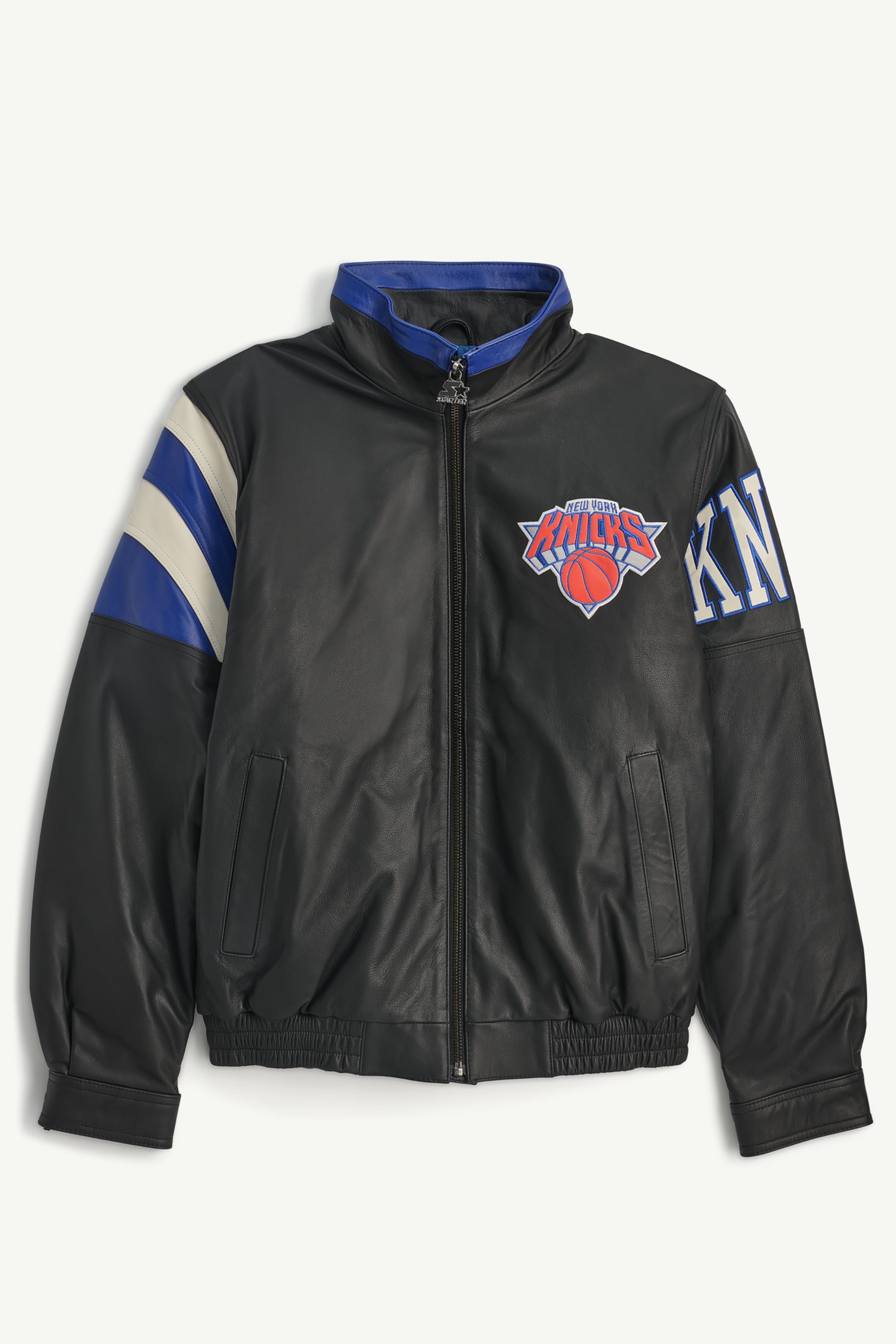 Image of MENS NEW YORK KNICKS RETRO FULL ZIP LEATHER JACKET