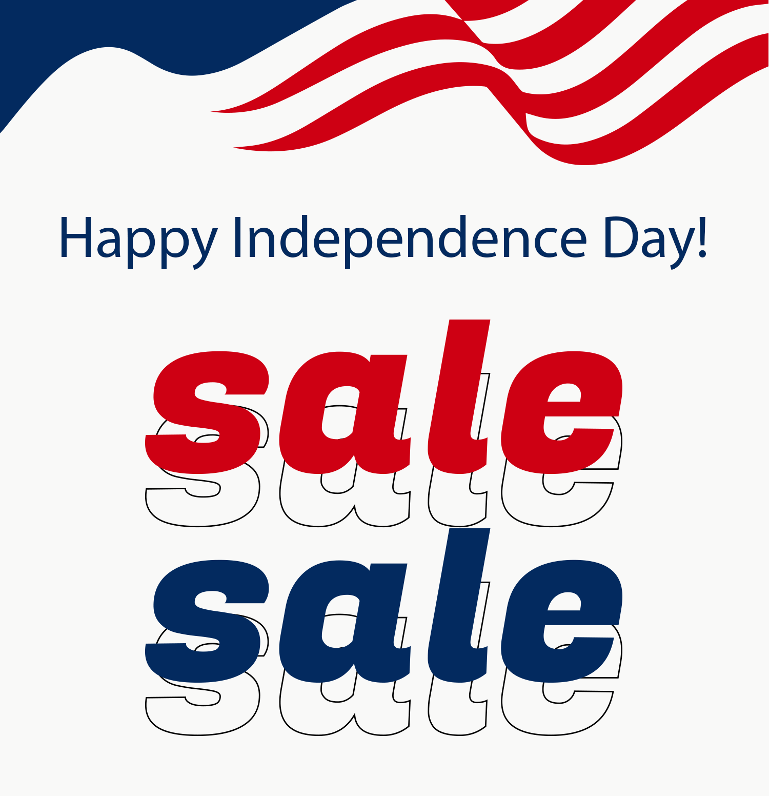 Animated promotional graphic featuring bold red “Sale” text repeated twice with a layered outline effect above the message “25% Off Everything!” on a clean white background. The minimalist design highlights a limited-time retail discount and promotional offer.