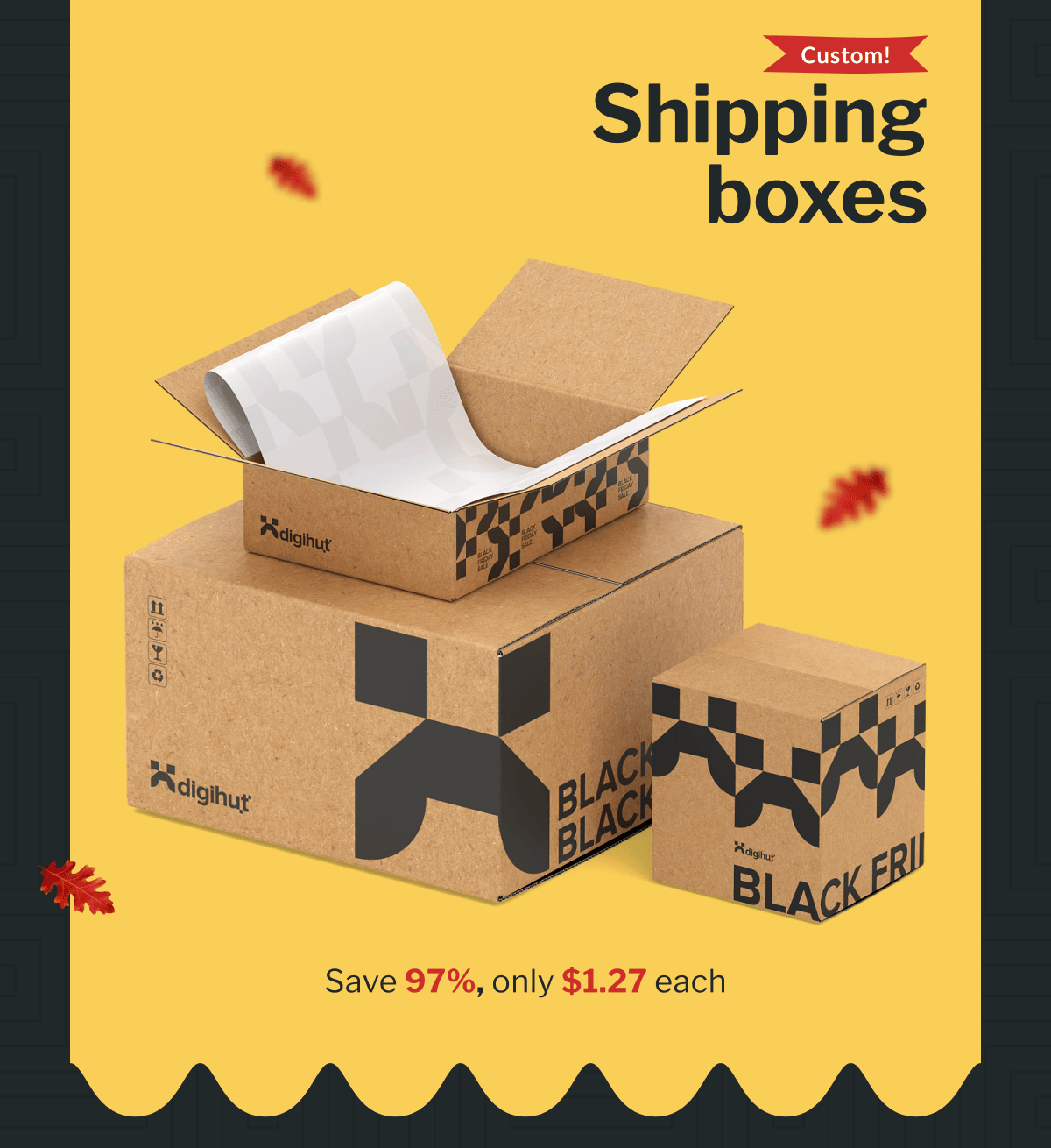 Custom shipping boxes | Save 97%, only $1.27 each