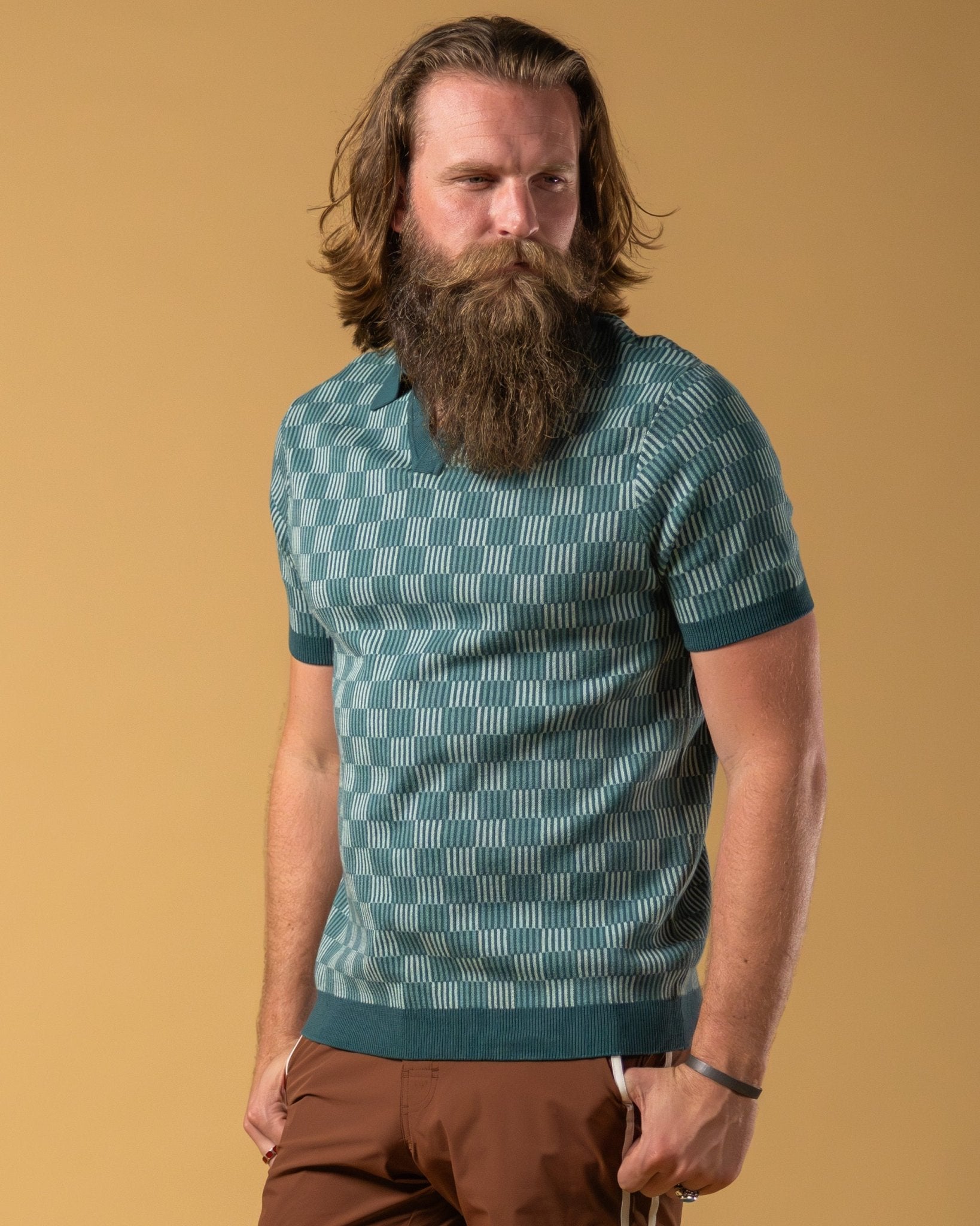 Image of The Sebastian Knit Polo Shirt - Tempest Blue