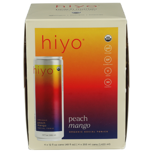 Hiyo Organic Peach Mango Functional Seltzer 4 Pack