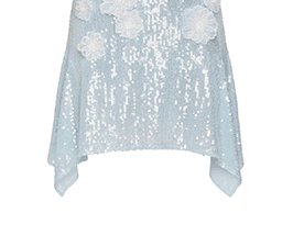 Sequin Floral Appliqué Handkerchief Mini Skirt